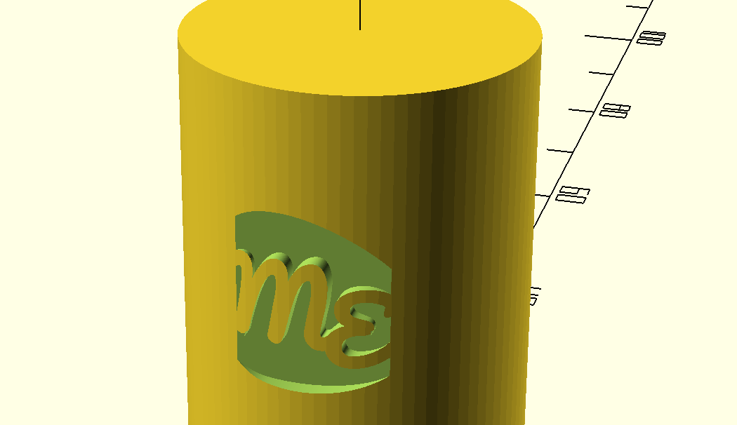 Screenshot of the logo stamped on the side of a small cylinder