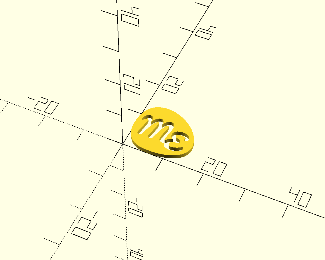 Screenshot of the solid logo object in OpenSCAD