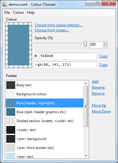 Screenshot of Colour Chooser